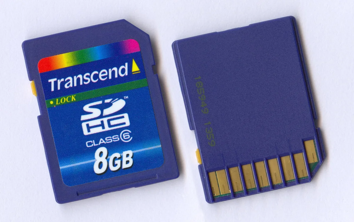 SDHC memory card of the type used in trail cameras